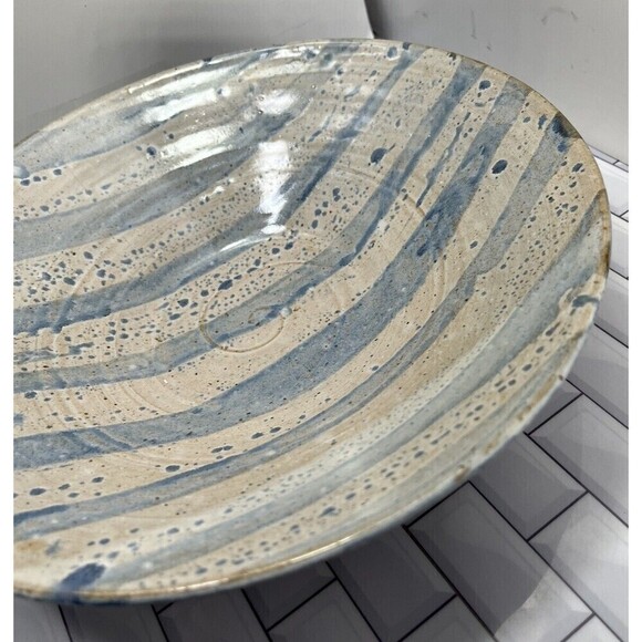 Hand Thrown Pottery Bowl Matte Signed Blue Made In North Carolina Farmhouse - Picture 7 of 12